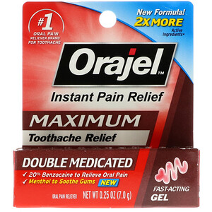 Отзывы о Orajel, Maximum Strength Toothache Pain Relief, Double Medicated Gel, 0.25 oz (7.0 g)