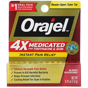 Отзывы о Orajel, 4X Medicated for Toothache & Gum, Instant Pain Relief Gel, 0.25 oz (7.0 g)