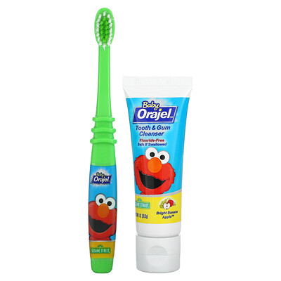 Купить Orajel очищающее средство для зубов и десен Elmo, без фторида, для детей в возрасте от 3 до 24 месяцев, смесь банана и яблока, 28, 3 г (1 унция)