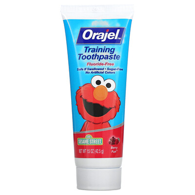 Orajel Elmo Training Toothpaste, без фтора, от 3 месяцев до 4 лет, Berry Fun, 42,5 г (1,5 унции)