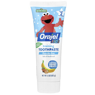 Orajel, Kids, Elmo Training Tandpasta, Fluoridevrij, 0-3 jaar, Natuurlijke Bessenfruit, 42,5 g
