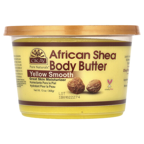 Okay Pure Naturals, African Shea Body Butter, Bodybutter mit afrikanischer Sheabutter, Yellow Smooth, 368 g (13 oz.)
