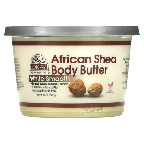 Okay Pure Naturals African Shea Body Butter, White Smooth, 13 oz (368 g)
