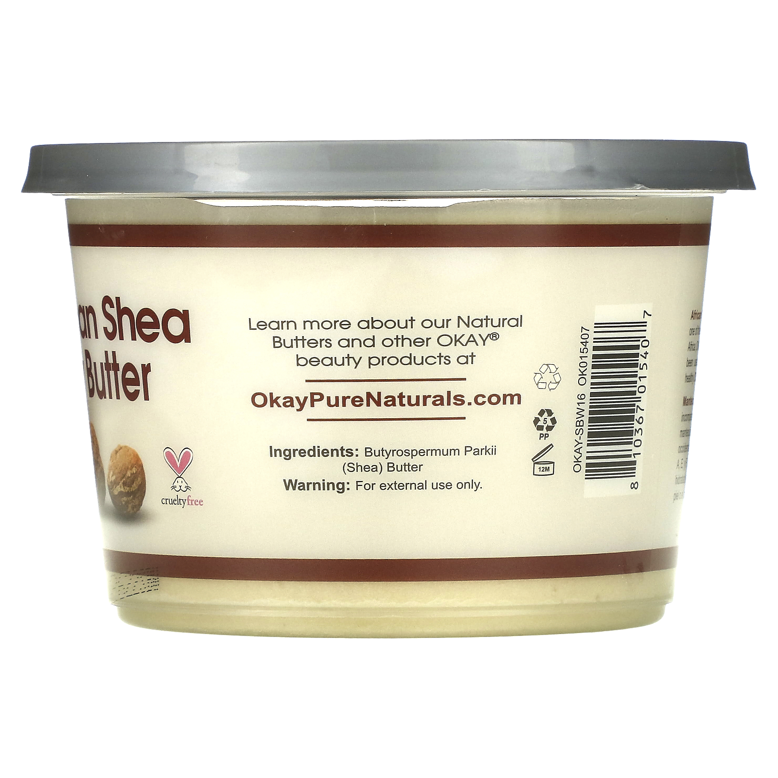 Okay Pure Naturals, African Shea Body Butter, White Smooth, 13