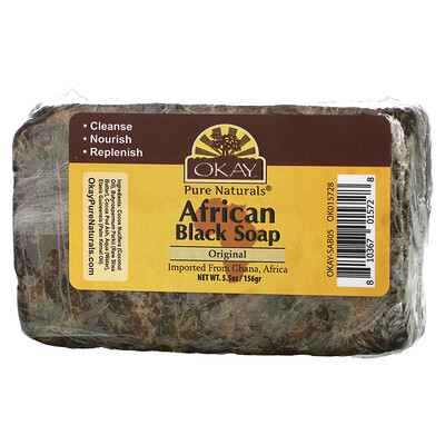 Okay Pure Naturals Африканское черное мыло, оригинальное, 156 г (5,5 унции)