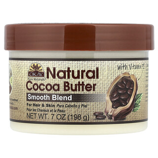 Okay Pure Naturals, Beurre de cacao naturel, Mélange onctueux, Pour les cheveux et la peau, 198 g