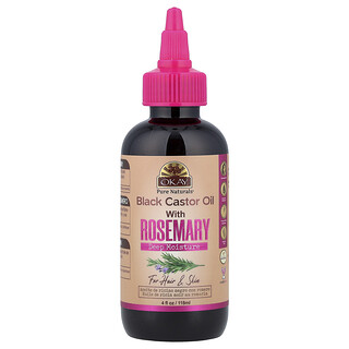 Okay Pure Naturals, Huile de ricin noire au romarin, Pour les cheveux et la peau, 118 ml