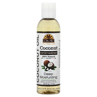 Okay Pure Naturals, ココナッツ ホットオイルトリートメント、ディープモイスチャライジング、177ml（6オンス）