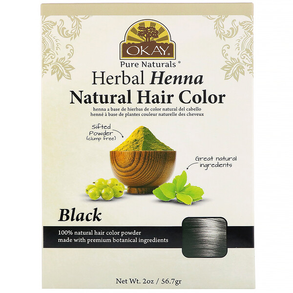Натуральная краска для волос из травяной хны, черный, 56,7 г (2 унции)