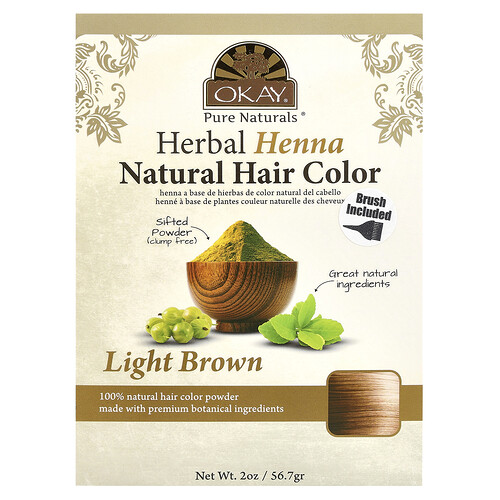 Okay Pure Naturals Herbal Henna Natural Hair Color Light Brown 2 oz (56.7 g)