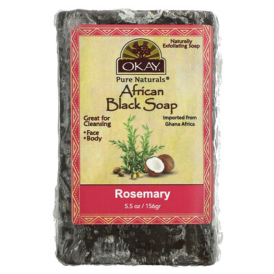 

Okay Pure Naturals, African Black Bar Soap, Rosemary, 5.5 oz (156 g)