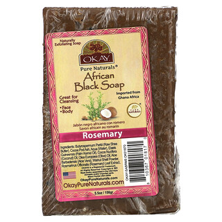 Okay Pure Naturals, アフリカンブラックソープ、ローズマリー、156g（5.5オンス）