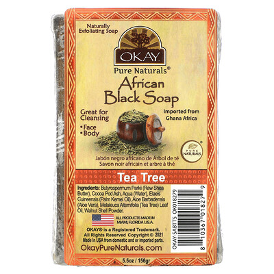 

Okay Pure Naturals, African Black Soap, Tea Tree, 5.5 oz (156 g)