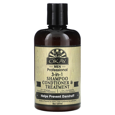 Product Image for Okay Pure Naturals, Men Professional, 3-in-1 Men Shampoo Conditioner & Treatment, 8 oz (237 ml)
