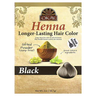 Okay Pure Naturals, Henna, længerevarende hårfarve, sort, 56,7 g