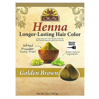 Okay Pure Naturals, Henna, langdurigere haarkleuring, goudbruin, 2 oz (56,7 g)
