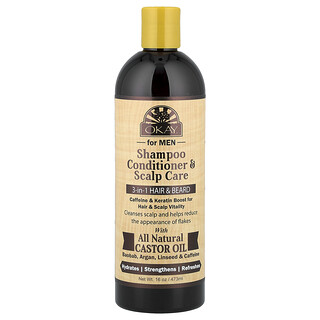 Okay Pure Naturals, Para hombres, Champú, acondicionador y cuidado del cuero cabelludo, 3 en 1 para el cabello y la barba, 473 ml (16 oz)