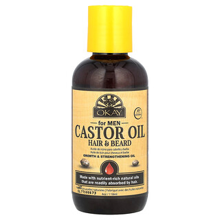 Okay Pure Naturals, Aceite de ricino, Cabello y barba, Para hombres, 118 ml (4 oz)