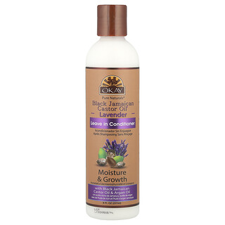 Okay Pure Naturals, Sort jamaicansk ricinusolie®, leave-in-balsam, lavendel, 237 ml