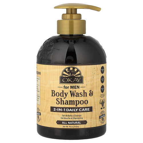 Okay Pure Naturals Body Wash & Shampoo for Men, 16 oz (473 ml)