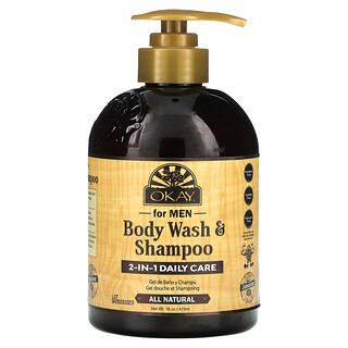 Okay Pure Naturals, Jabón líquido y champú corporal para hombres`` 473 ml (16 oz)