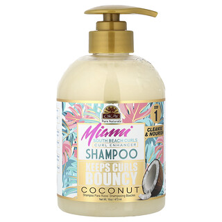 Okay Pure Naturals, Miami South Beach Curls, Sampo Penambah Keriting Rambut, Kelapa, 473 ml (16 ons)