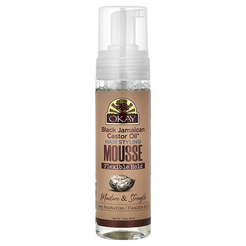Okay Pure Naturals Black Jamaican Castor Oil®, Hair Styling Mousse, Flexible Hold, For All Hair Types, 7.5 oz (221 ml)