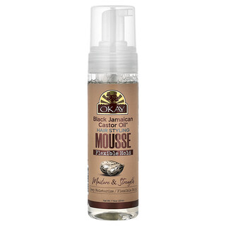Okay Pure Naturals, Black Jamaican Castor Oil®, Mousse Modelador para Cabelos, Fixação Flexível, Para Todos os Tipos de Cabelo, 221 ml (7,5 oz)