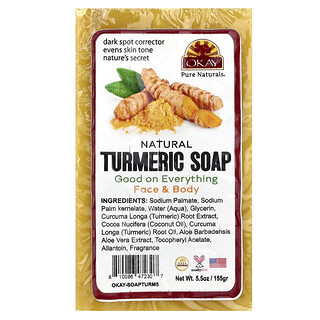 Okay Pure Naturals, Sabun Bar Kunyit Asli, Muka & Badan, 5.5 oz (155 g)