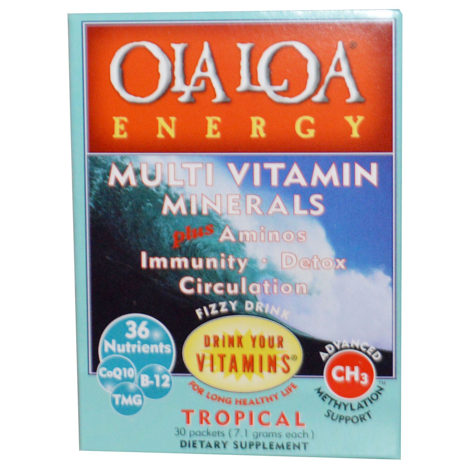 Ola Loa, Мульти витамины и минералы для энергии с тропическим вкусом, 30 пакетов, (7.1 г) каждый