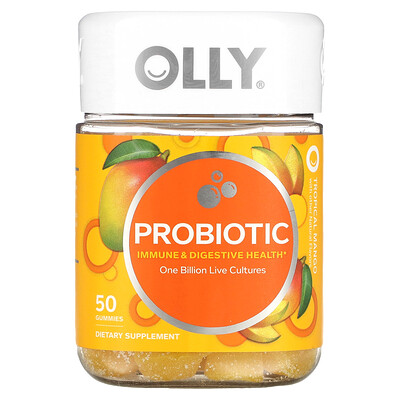 

OLLY, Probiotic, Tropical Mango, 1 Billion Live Cultures , 50 Gummies