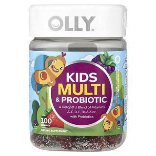 OLLY‏, מולטי ופרוביוטיקה לילדים, פונץ' פירות יער נהדר, 100 סוכריות גומי