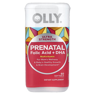 OLLY, Prenatal, Ácido fólico más DHA, 60 cápsulas blandas