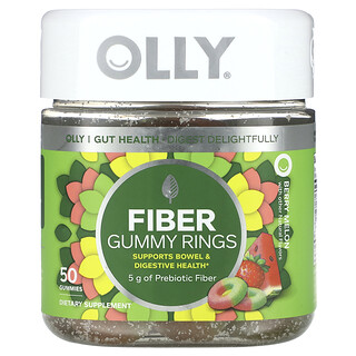 OLLY, жевательные таблетки с клетчаткой, со вкусом ягодной дыни, 50 жевательных таблеток (2,5 г в одной)