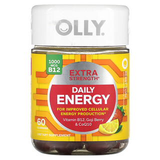 OLLY, Daglig energi, ekstra styrke, bær-yuzu, 60 vingummier