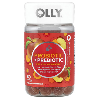 Product Image for OLLY, Probiotic + Prebiotic Gummies, Peachy Peach, 60 Gummies