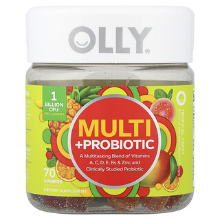 OLLY, Multi + Probiotic Gummies, Tropical Twist, 70 Gummies