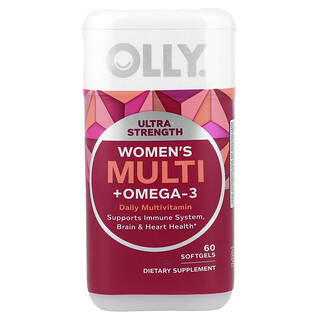 OLLY, 女性多营养素 + Omega-3，日常多维生素，60 粒软凝胶