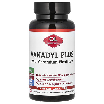Olympian Labs, Vanadyl Plus con picolinato de cromo, 100 cápsulas vegetales
