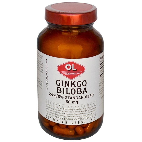 Olympian Labs Inc., Ginkgo Biloba, 60 mg, 120 Veggie Caps (Discontinued Item) 
