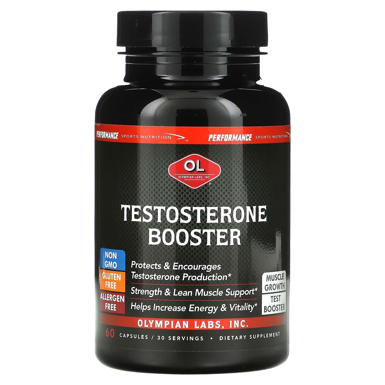 Olympian Labs, Performance Sports Nutrition, Testosterone Booster, 60 ...