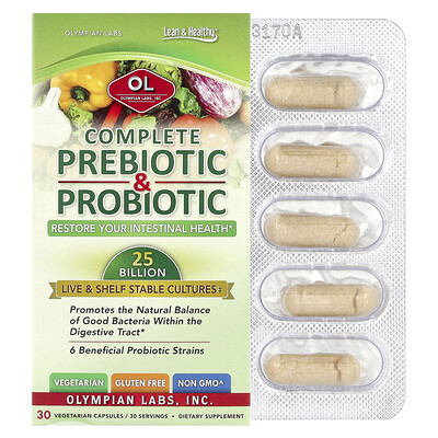 Product Image for Olympian Labs, Complete Prebiotic & Probiotic, 30 Vegetarian Capsules