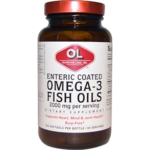 Олимпиан Лэбс, Omega-3 Fish Oils, Enteric Coated, 2000 mg, 120 Softgels отзывы