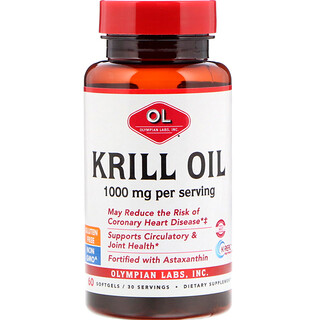 Olympian Labs, Óleo de Krill, 1000 mg, 60 Cápsulas Softgel