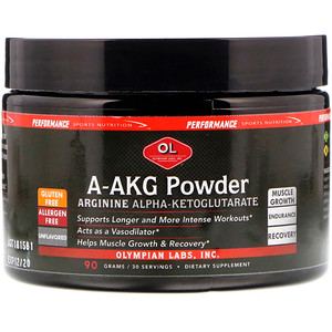 Отзывы о Олимпиан Лэбс, A-AKG Powder, Arginine Alpha-Ketoglutarate, Unflavored, 90 g