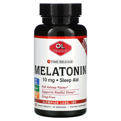 

Olympian Labs Melatonin Time Release 10 mg 60 Vegan Tablets