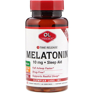 Olympian Labs, Melatonina, Tiempo de Liberación, 10 mg, 60 Cápsulas Vegetarianas