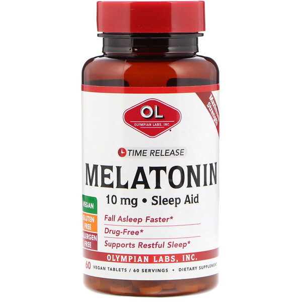 Olympian Labs, Melatonin, Zeitlos, 10 mg, 60 Veggie-Tabletten