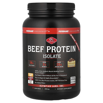 Olympian Labs, Aislado de proteína de carne de res, Chocolate, 979,2 g