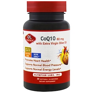 Отзывы о Олимпиан Лэбс, CoQ10 with Extra Virgin Olive Oil, 60 mg , 30 Softgels